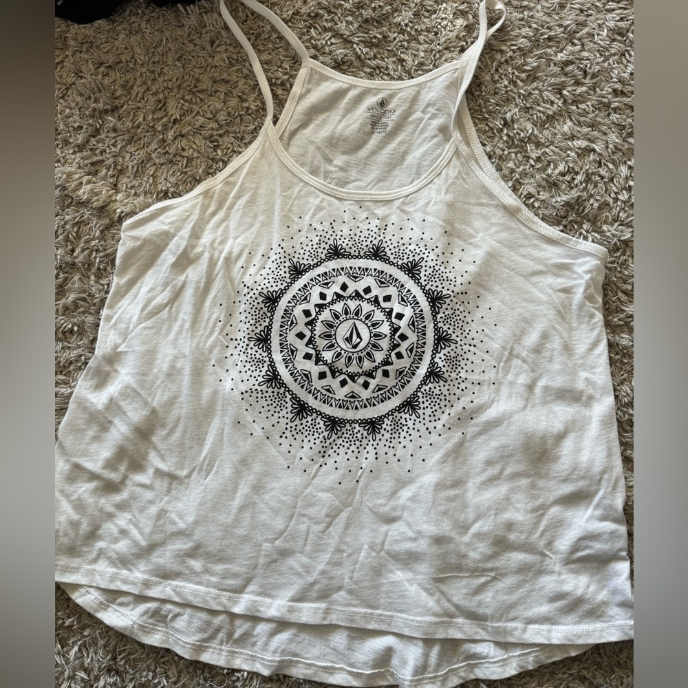 White tank top with graphic design